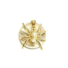 Load image into Gallery viewer, New 14k yellow Gold solid Spider Pendant charm spooky gift fine jewelry 2.9g