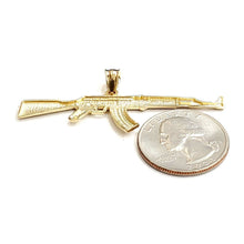 Load image into Gallery viewer, 14k yellow Gold AK-47 machine gun military rifle Pendant charm fine gift 3.4g