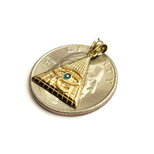 Load image into Gallery viewer, 14k yellow solid Gold Egyptian pyramid eye of Horus Pendant fine jewelry 1.6g