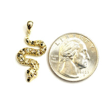 Load image into Gallery viewer, 14k yellow gold Rattle snake reptile Pendant charm diamond cut fine jewelry 1.7g
