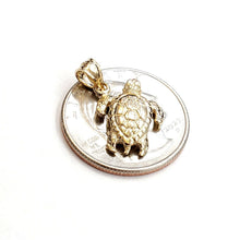 Load image into Gallery viewer, New 14k yellow gold solid 3D turtle pendant charm lucky gift fine jewelry 3.2g