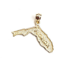 Load image into Gallery viewer, New 14k yellow gold Florida outline map pendant charm gift fine jewelry 2g