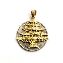 Load image into Gallery viewer, 14k yellow gold Lebanon cedar tree lucky pendant charm gift fine jewelry 2.4g