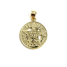 Load image into Gallery viewer, 14k yellow Gold 0.73" Round Tetragrammaton Protection Pendant Fine jewelry 2.1g