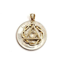 Load image into Gallery viewer, New 14k yellow Gold sobriety symbol recovery medal circle triangle Pendant 2.8g
