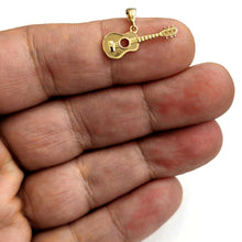 Load image into Gallery viewer, 14k yellow Gold solid Tiny Guitar Pendant gift music instrument fine jewelry 0.9g