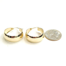 Load image into Gallery viewer, 14k yellow Gold Plain Hoop Earrings Wide Round Shiny fine jewelry for women 5g