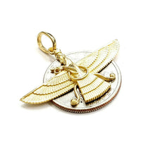 Load image into Gallery viewer, 18k yellow gold Farvahar Faravahar Persian Ahoura Mazda Zoroastrian pendant 4.8g