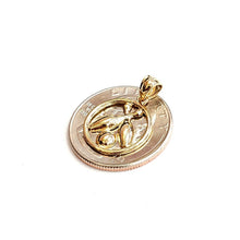 Load image into Gallery viewer, 14k yellow Gold Round Bowling ball Pins Pendant charm sport fine jewelry 1.6g
