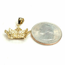 Load image into Gallery viewer, New 14k yellow gold crown pendant cubic zirconia fine gift jewelry for her 1.9g