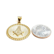 Load image into Gallery viewer, New 10k yellow Gold round Freemason Masonic Pendant 1.18" religious jewelry 5.3g