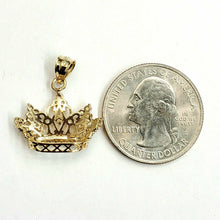 Load image into Gallery viewer, New 14k yellow gold crown pendant cubic zirconia fine gift jewelry for her 1.9g