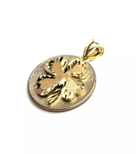 Load image into Gallery viewer, New 10k yellow Gold clover leaf lucky Pendant fine gift jewelry diamond cut 2g