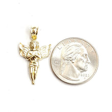 Load image into Gallery viewer, New 10k yellow Gold angel Pendant charm wings gift fine jewelry diamond cut 1.3g