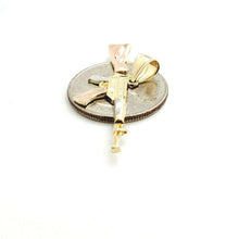 Load image into Gallery viewer, 14k 3 color Gold AK-47 machine gun military rifle Pendant charm fine gift 1.8g