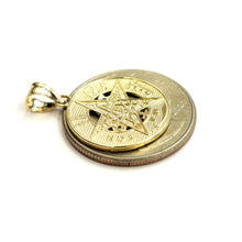 Load image into Gallery viewer, 14k yellow Gold 0.73" Round Tetragrammaton Protection Pendant Fine jewelry 2.1g