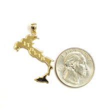 Load image into Gallery viewer, 14k yellow gold ITALIA ITALY outline map pendant charm gift fine jewelry 1.5g