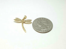 Load image into Gallery viewer, New 14k yellow Gold dragonfly Pendant gift cubic zirconia fine jewelry 1.6g