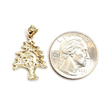 Load image into Gallery viewer, 14k yellow gold lebanon cedar tree lucky pendant charm gift fine jewelry 2.5g