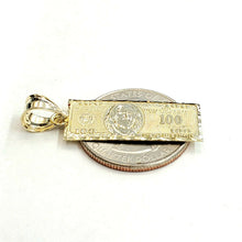 Load image into Gallery viewer, 10k yellow gold 100 dollar bill money lucky pendant charm fine jewelry 1.7g
