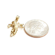 Load image into Gallery viewer, New 14k yellow Gold solid 3D scarecrow Pendant charm Gift fine jewelry 3.3g