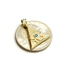 Load image into Gallery viewer, 14k yellow solid Gold Egyptian pyramid eye of Horus Pendant fine jewelry 1.6g