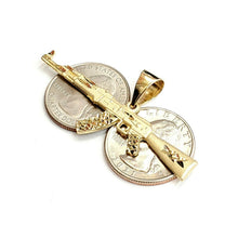 Load image into Gallery viewer, 14k yellow Gold AK-47 Machine gun Military Rifle Pendant charm fine gift 3.2g