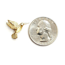 Load image into Gallery viewer, New 14k yellow Gold solid 3D Hummingbird Pendant charm gift fine jewelry 1.9g