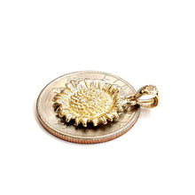 Load image into Gallery viewer, New 14k yellow Gold solid sunflower girasol Pendant charm gift fine jewelry 2.5g