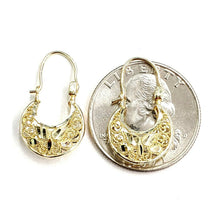 Load image into Gallery viewer, 10K yellow Gold filigree basket Earrings Canastita diamond cut fine jewelry 1.8g