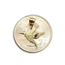 Load image into Gallery viewer, 14k yellow Gold tiny hummingbird Pendant charm fine gift jewelry for her 0.6g