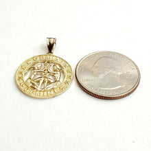 Load image into Gallery viewer, 10k yellow Gold round Gemini zodiac astrology Pendant charm fine jewelry 2.5g