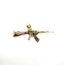 Load image into Gallery viewer, 14k 3 color Gold AK-47 machine gun military rifle Pendant charm fine gift 1.8g