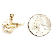 Load image into Gallery viewer, 14k yellow Gold solid 3D F22 Raptor jet pendant charm gift fine jewelry 2.5g