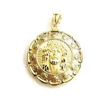 Load image into Gallery viewer, New 10k yellow gold hollow two sided Jesus & virgin Guadalupe pendant 1.27" 8.8g