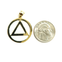Load image into Gallery viewer, New 14k yellow Gold Alcoholics Anonymous circle triangle AA Symbol Pendant 3.5g