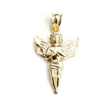 Load image into Gallery viewer, New 10k yellow Gold angel Pendant charm wings gift fine jewelry diamond cut 1.3g