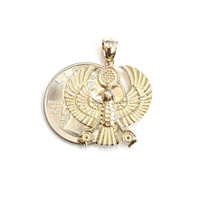 Load image into Gallery viewer, New 14k yellow Gold Scarab Egyptian falcon Pendant charm gift fine jewelry 4.6g