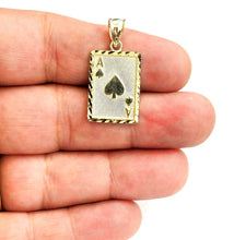 Load image into Gallery viewer, 10k yellow Gold Ace of spade Pendant playing card gambling fine jewelry 2.3g