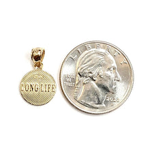 Load image into Gallery viewer, New 14k yellow Gold tiny round seven wishes Long Life Pendant charm jewelry 1.2g