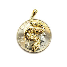 Load image into Gallery viewer, 14k yellow gold Rattle snake reptile Pendant charm diamond cut fine jewelry 1.7g