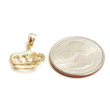 Load image into Gallery viewer, New 14k yellow Gold Tiny Queen Crown Tiara Pendant charm gift fine jewelry 1.4g