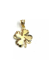 Load image into Gallery viewer, New 10k yellow Gold clover leaf lucky Pendant fine gift jewelry diamond cut 2g