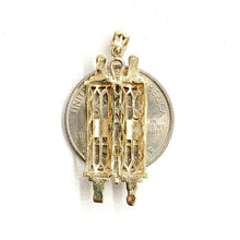 Load image into Gallery viewer, 14k yellow gold tablets of law star of David Jewish Israel torah pendant 3.1g