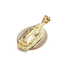 Load image into Gallery viewer, 14k yellow gold virgin Mary Guadalupe pendant diamond cut religious jewelry 3.9g