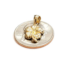 Load image into Gallery viewer, New 14k yellow Gold Hawaiian Hibiscus Plumeria flower Pendant fine jewelry 1.4g