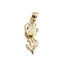 Load image into Gallery viewer, New 14k yellow solid Gold rose flower Pendant charm gift fine jewelry 1.6g