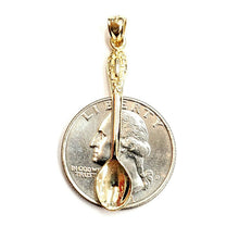 Load image into Gallery viewer, New 14k yellow Gold solid 3D spoon Pendant charm gift fine jewelry 1.8g