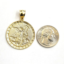 Load image into Gallery viewer, 14k two tone gold Round saint Michael pendant 1.23" fine religious jewelry 5.4g