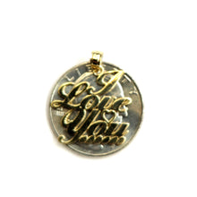 Load image into Gallery viewer, 14k yellow Gold I Love You word Pendant charm gift fine jewelry for her 1.6g